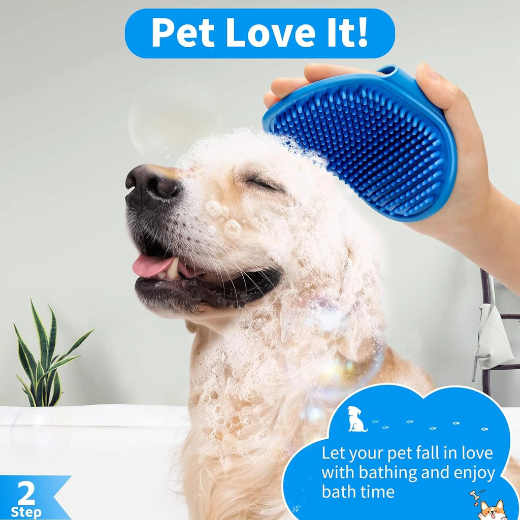 6PCS Dog Bath Brush & Dog Toothbrush | Adjustable Handle Shampoo Brush & Scrubbe