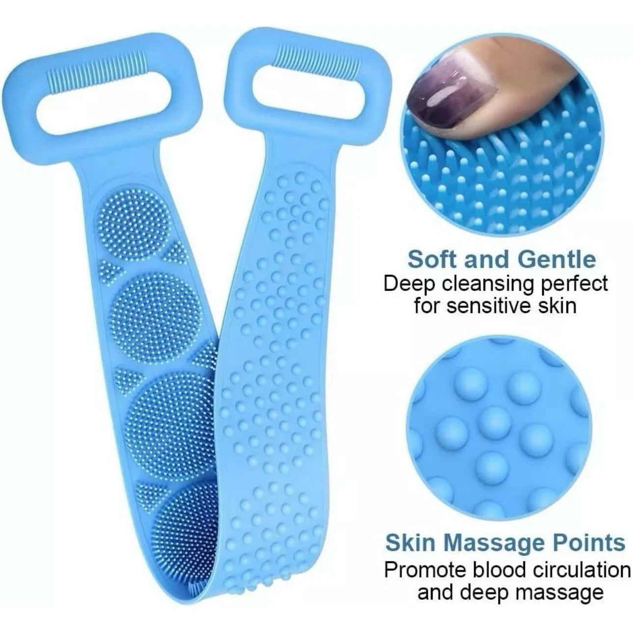 Silicone Bath Body Scrub Brush - Exfoliating Bath Belt, Cleaning Back Towel