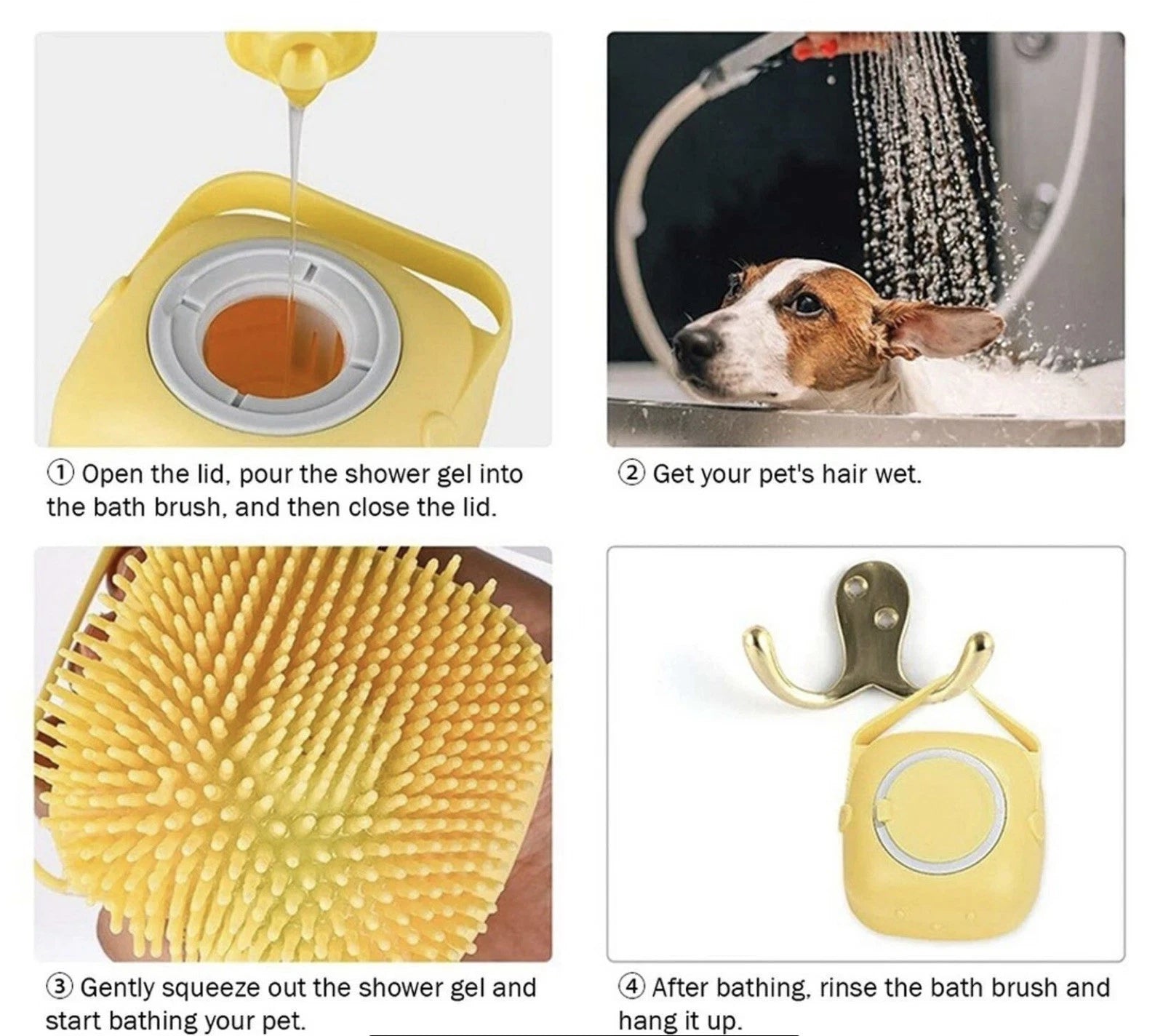 Soft Dog Bath Brush Pet Shampoo Massage Dispenser Grooming Shower Silicone