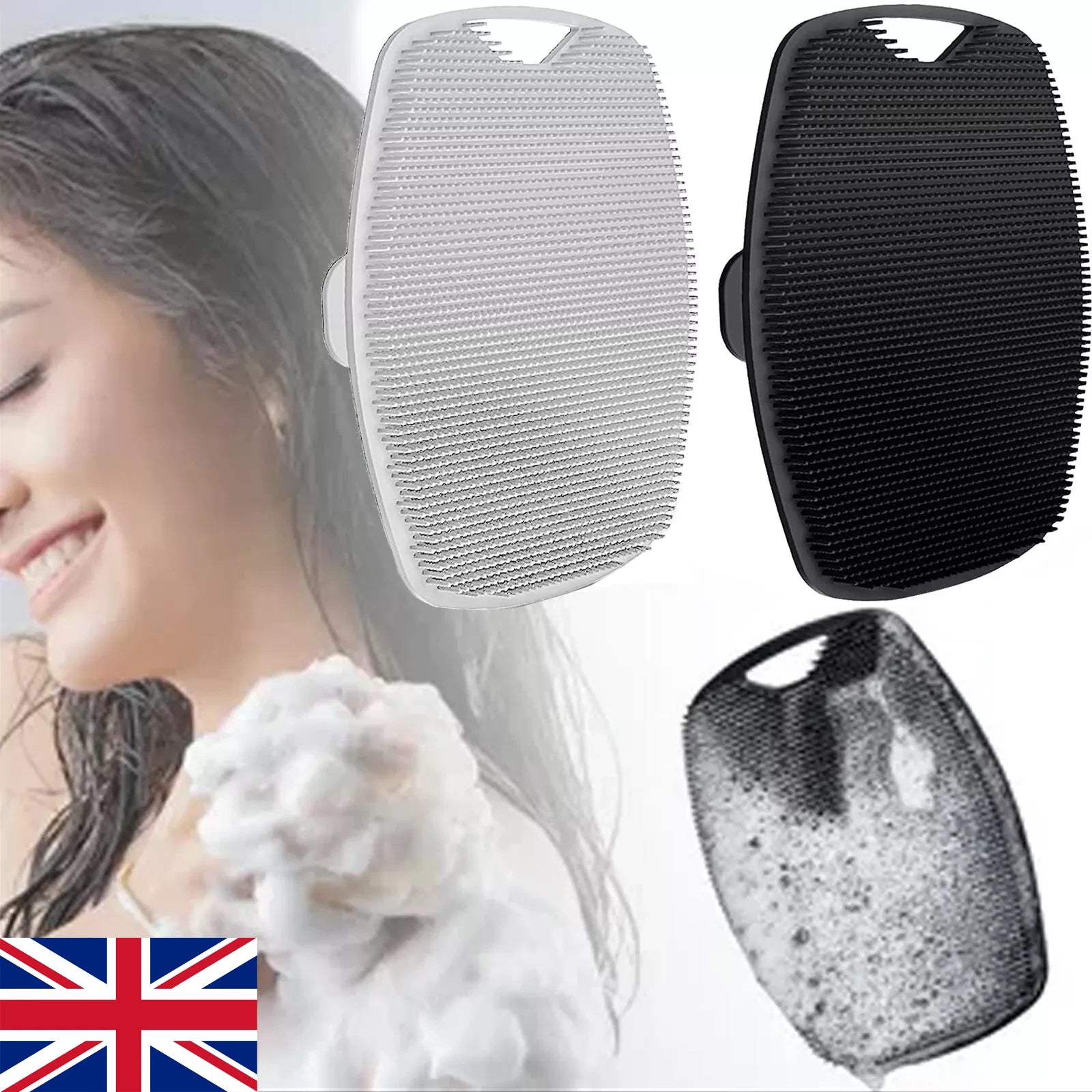 Silicone Body Shower Brush Scrubbers Flat Shower Brush Gentle Exfoliat - UK