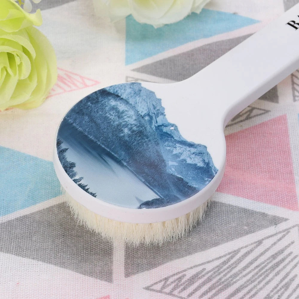 Bath Brush Exfoliating Back Scrubber for Shower Printed Long Handle