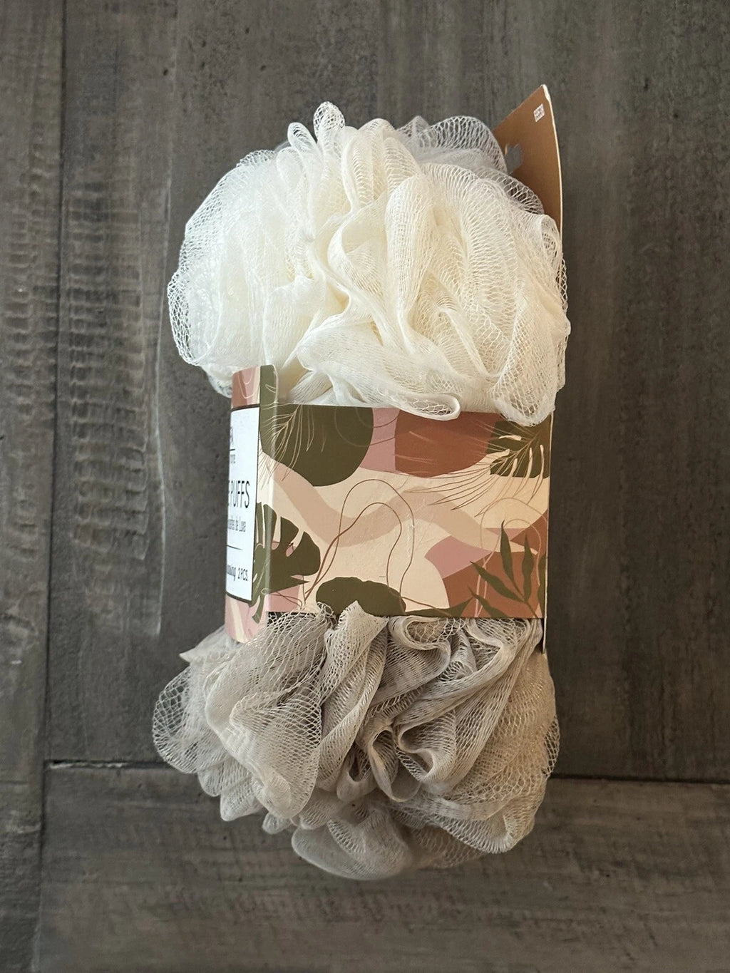 Spa Solutions 2 Pack Bath Deluxe Sponges Puffs Ivory/Tan Exfoliating & Cleansing