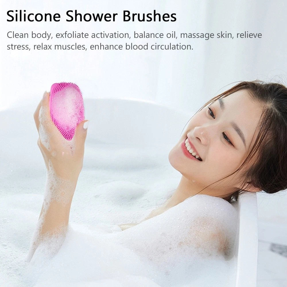 3 Pcs Bath Brush Body Scrubber Exfoliator Silicone Men Shower for