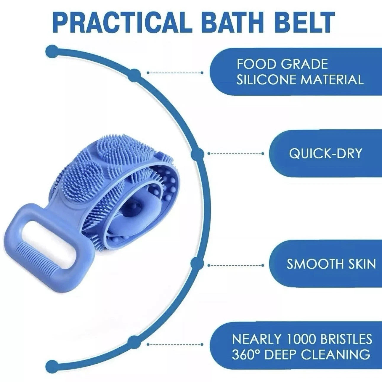 Silicone Bath Body Scrub Brush - Exfoliating Bath Belt, Cleaning Back Towel