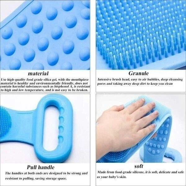Silicone Exfoliating Back Scrubber Body Cleaning For Bath Shower Belt Brush Tool