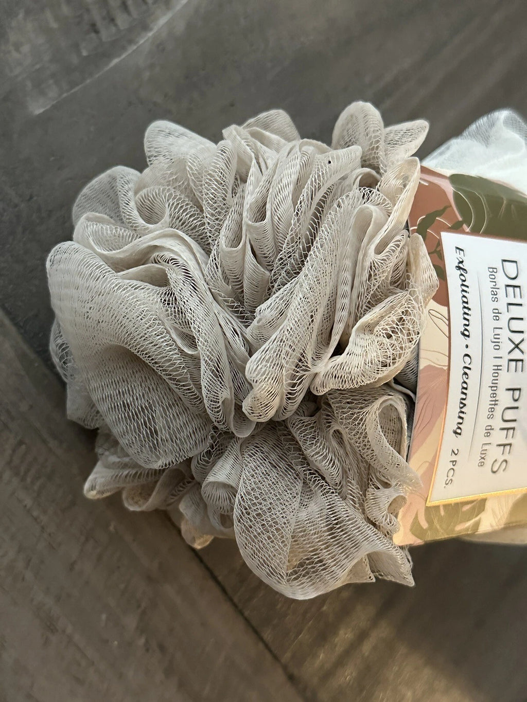 Spa Solutions 2 Pack Bath Deluxe Sponges Puffs Ivory/Tan Exfoliating & Cleansing