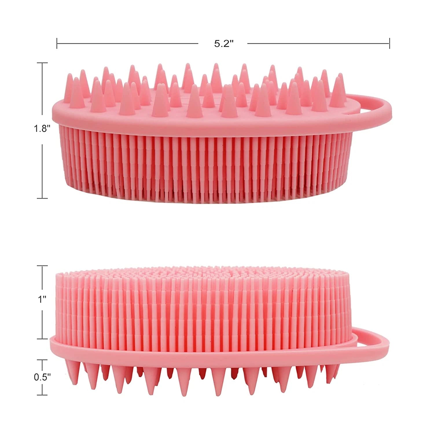 2-in-1 Silicone Bath & Shampoo Brush, Exfoliating Body Scrubber & Scalp Massager