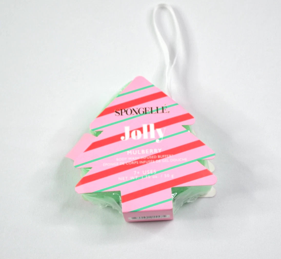 Spongelle Jolly Twinkling Holly Tree Ornament Body Wash Buffer 7+ Uses