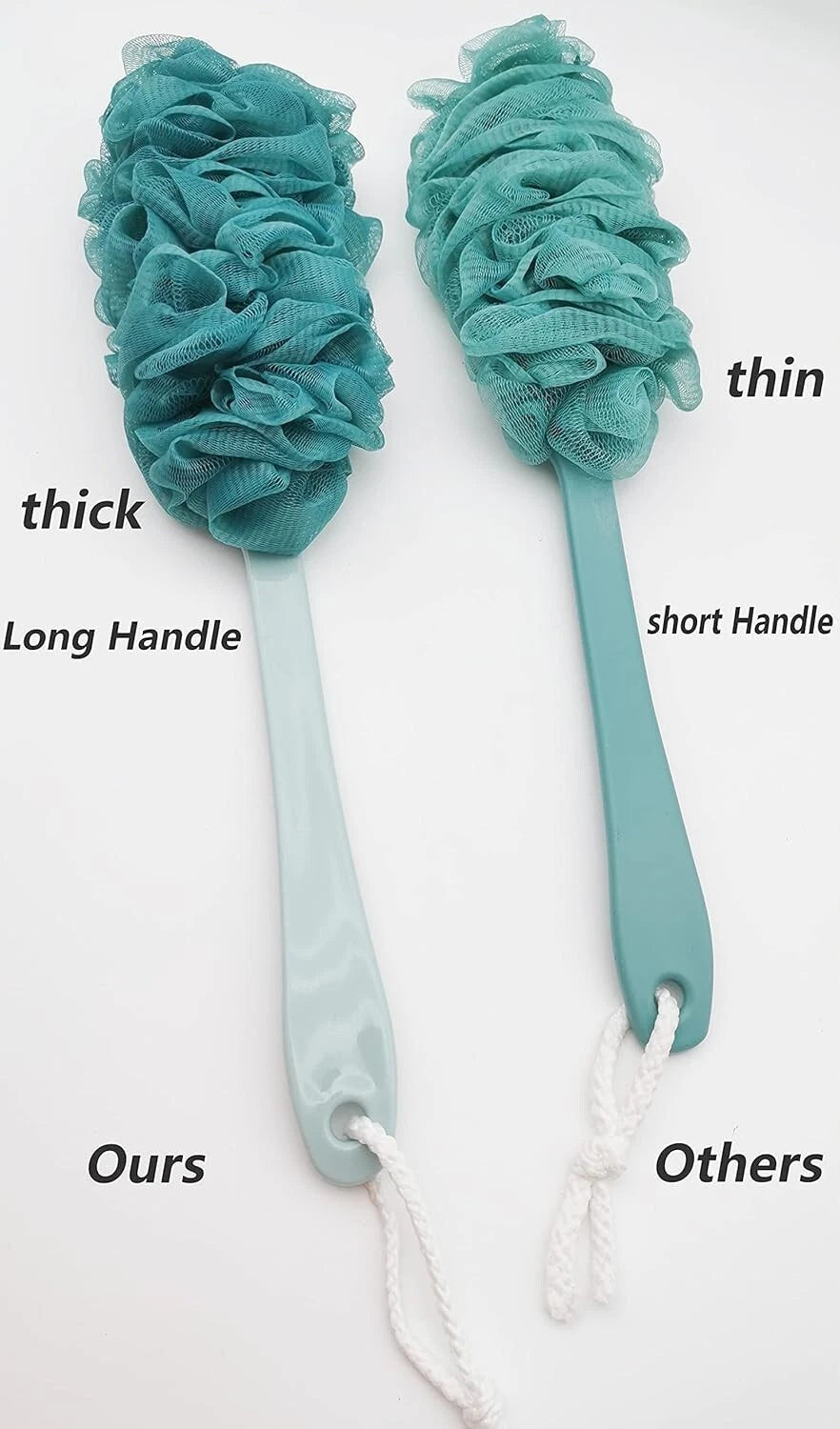 Mesh Sponge Loofah Long Handle Bath Body Brush,Soft Nylon  On a Stick for Shower