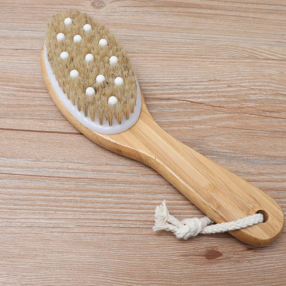 Soft Bead Massage Brush Body Shower Scrubber Long Handle Bath with