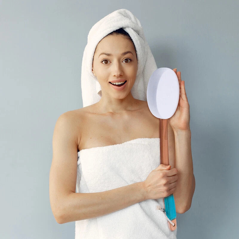 Body Brush Shower Scrubber Lotion Applicator Sponge Bath Back Brush Long Handle
