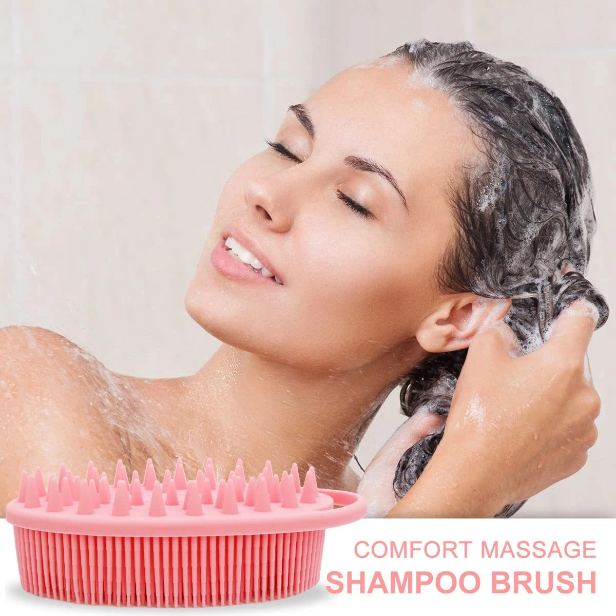 2-in-1 Silicone Bath & Shampoo Brush, Exfoliating Body Scrubber & Scalp Massager