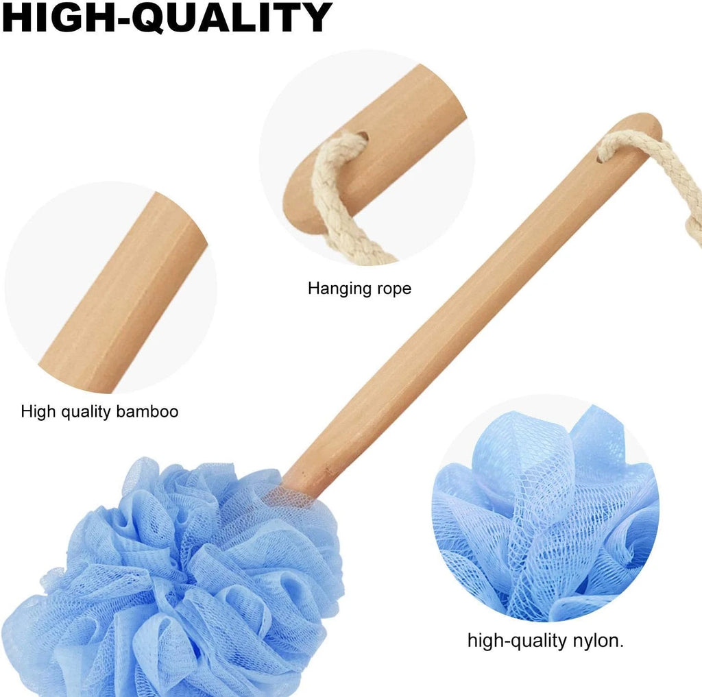 Loofah with Handle, Shower Sponge, Bath Brush, Back Scrubber, PE Soft Mesh