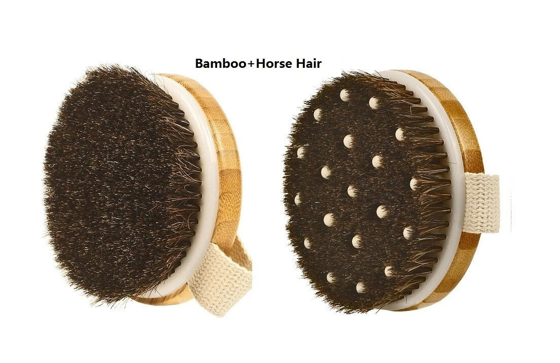Engrave logo-Horse hair brush bamboo handle bath brush body brush dry brush gift
