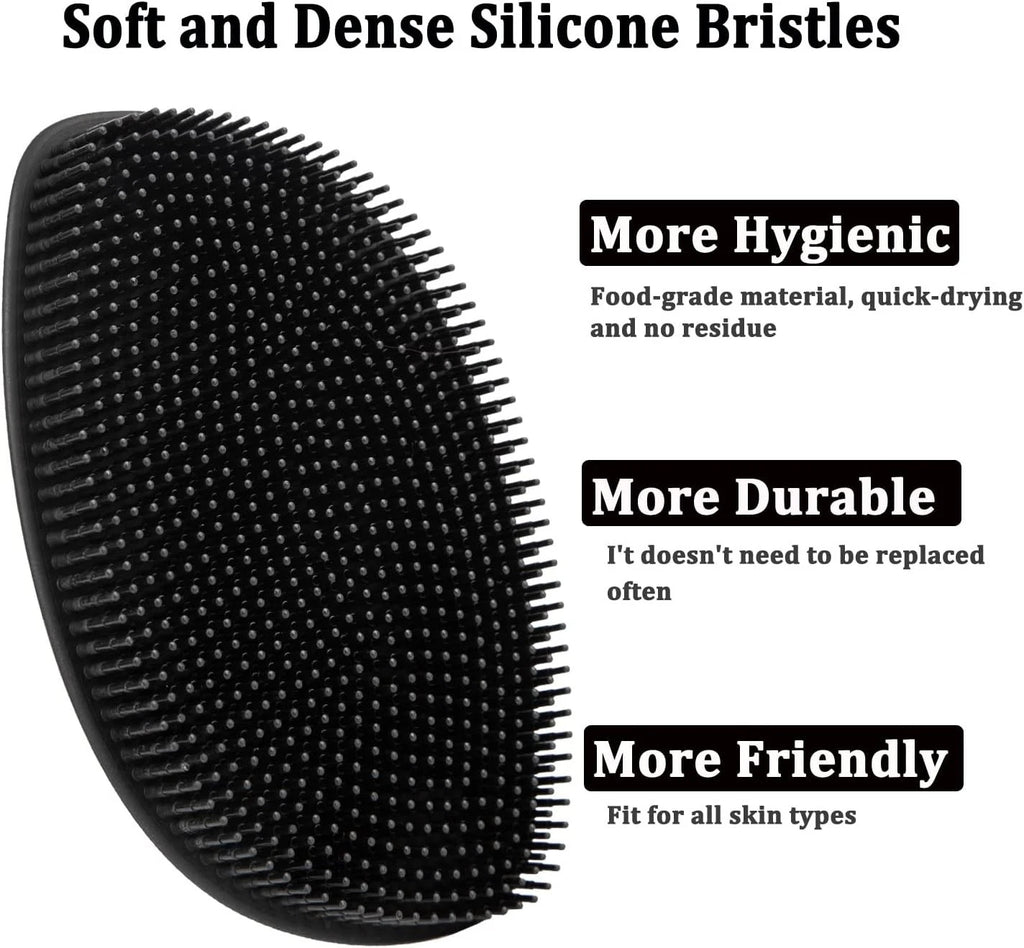 Silicone Body Scrubber Flat Shower Brush Gentle Exfoliating and Massage,Long Bri