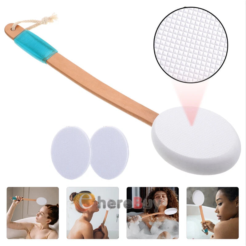 Body Brush Shower Scrubber Lotion Applicator Sponge Bath Back Brush Long Handle