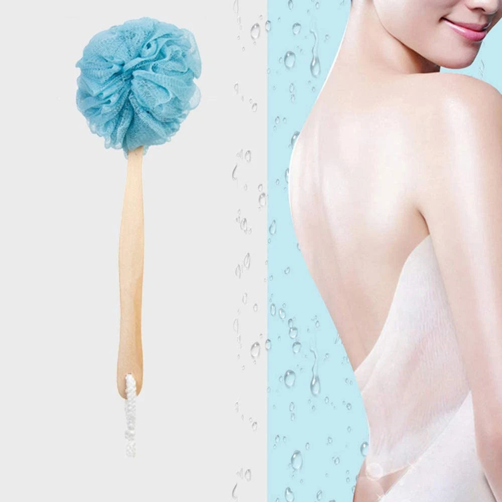 Loofah Back Scrubber for Shower,Wooden Handle Bath Sponge Lufa Shower Brush, Sof
