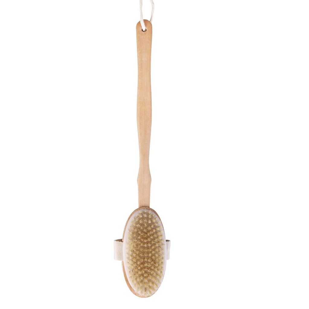 Natural Bristle Body Brush - Wooden Spa Scrubber for Dry Skin & Shower Care | US