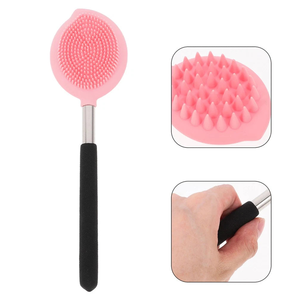 2 Pcs Bath Brush Child Long Handle Body Scrubber Ergonomic Silicone