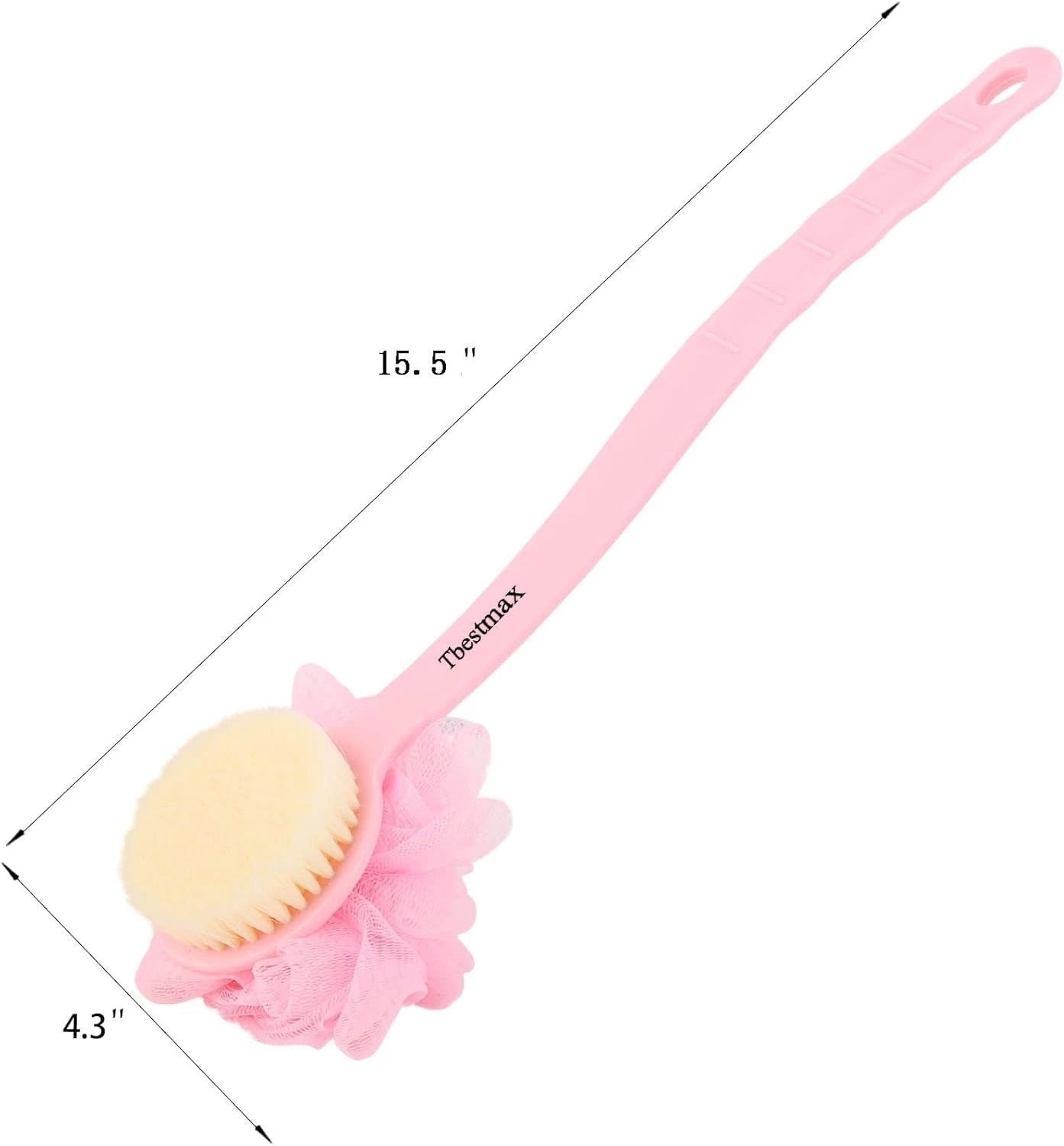 Loofah Back Scrubber Long Handle Shower Body Brush with Soft Mesh Sponge for ...
