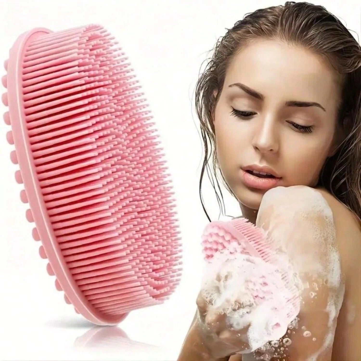Silicone Body Brush Bath Brush Back Scrubber Easy Handle Bath Shower Brush
