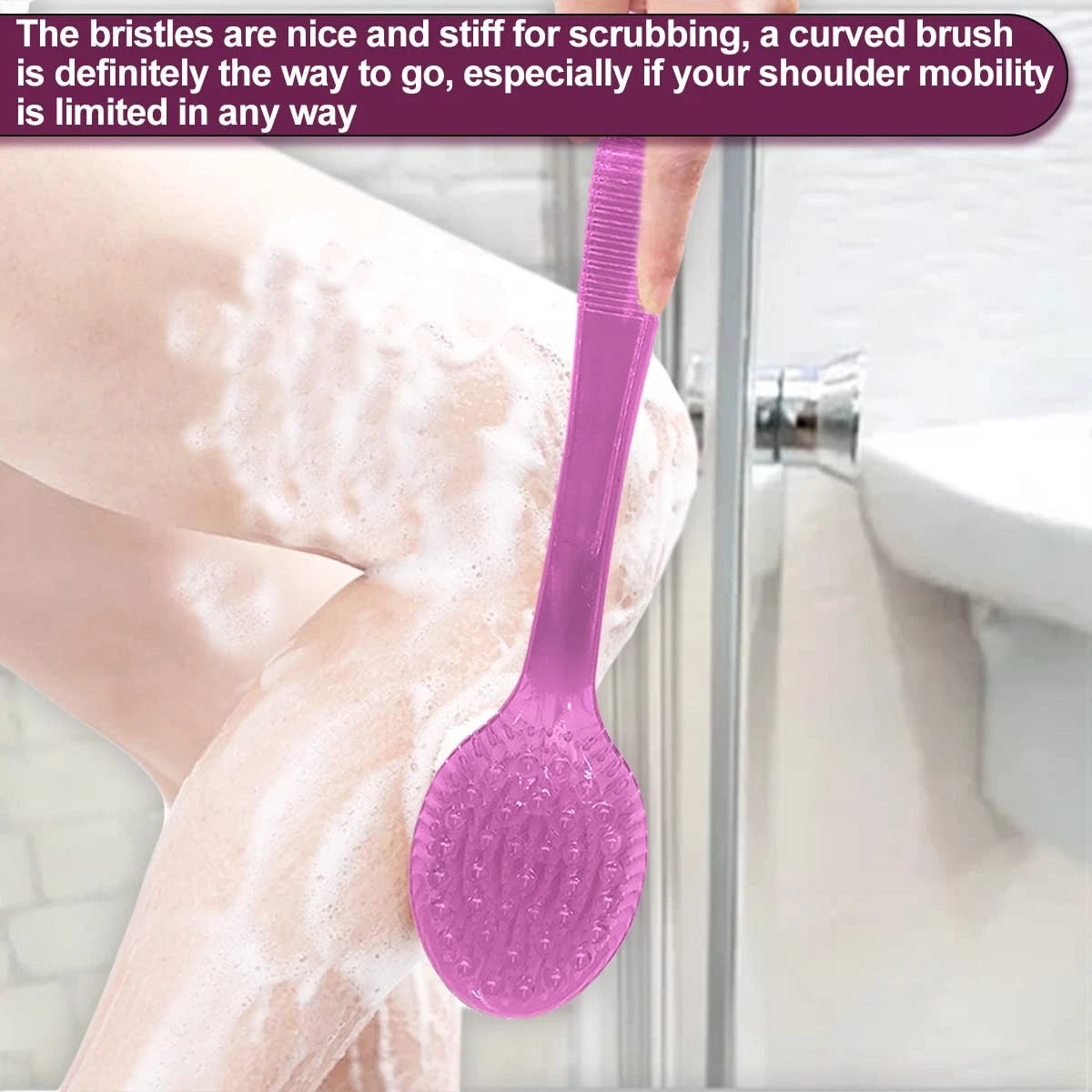 Back Bath Brush - Curved Long Handle Shower Brush with Medium Stiff Bristles ...