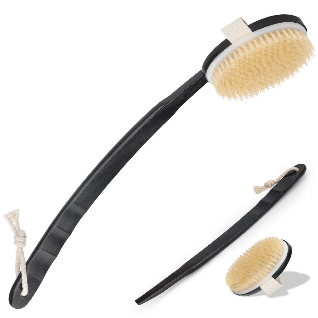18.5" Long Handle Back Scrubber, Detachable Bath Body Bristle Brush for Shower