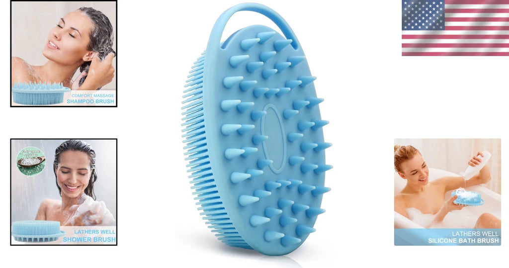 Soft Bristle Blue Bath and Massage Brush for Skin Exfoliation & Relaxation
