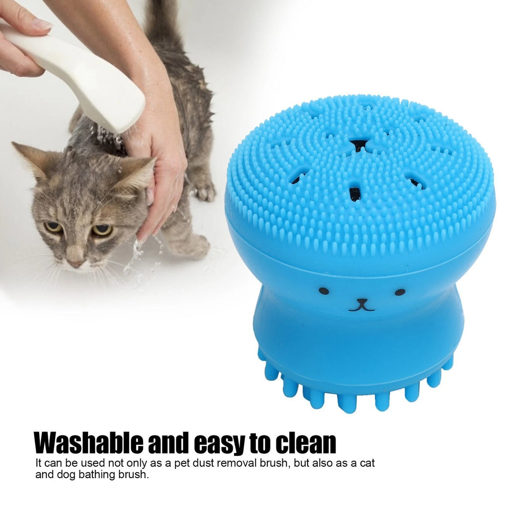 Dog Bath Brush Cat Rubber Soft Foaming Bath Brush Shower Scrubber with Shampoo