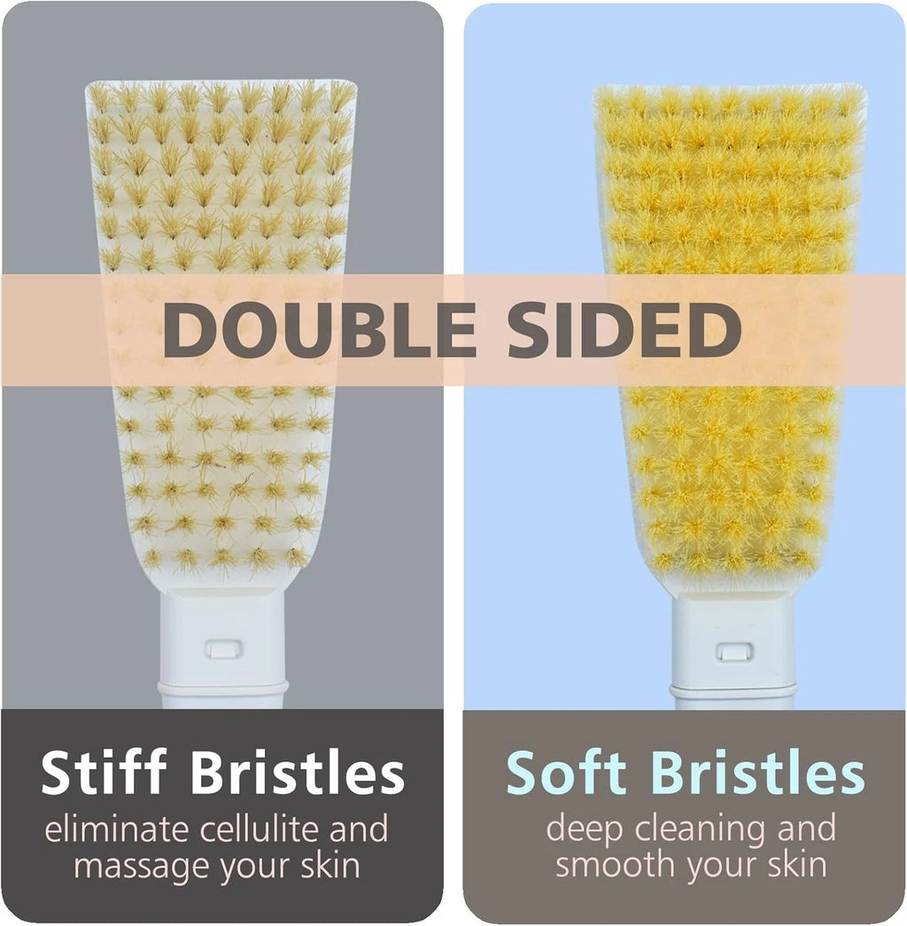 Shower Brush with Soft and Stiff Bristles, 20.5" New Extended Long Handle Back S