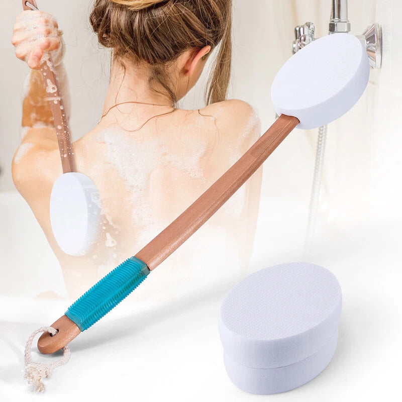 Body Brush Shower Scrubber Lotion Applicator Sponge Bath Back Brush Long Handle