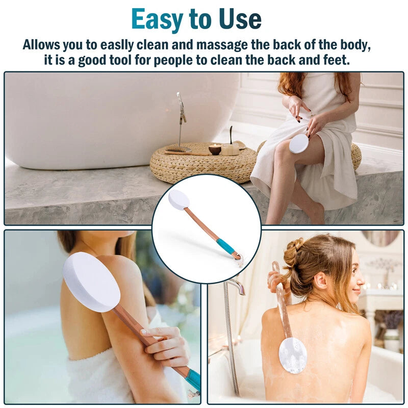 Long Handle Lotion Applicator Skin Cream Brush Back Body Bath Tanning Massager