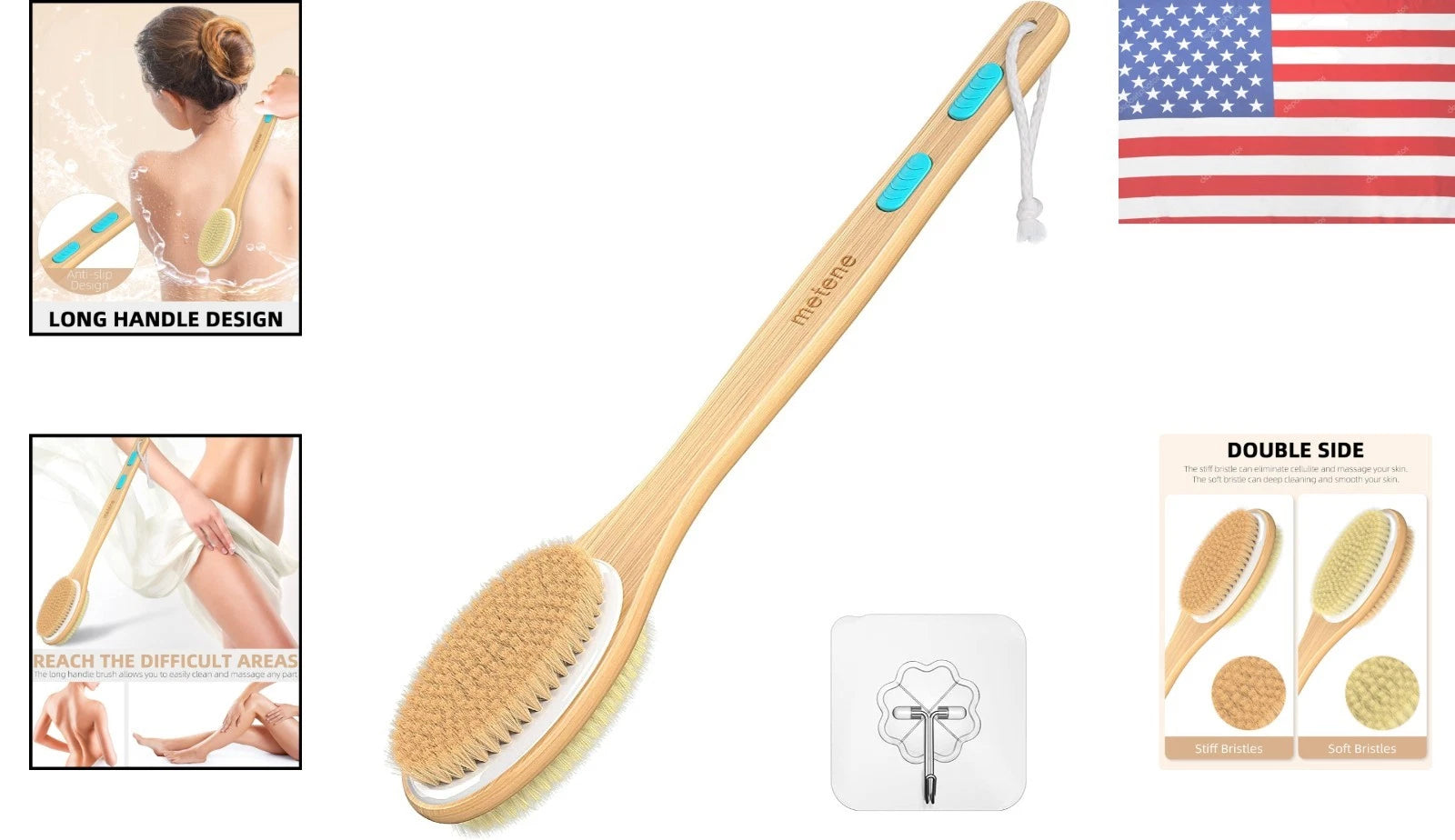 Luxurious Shower Brush with Dual-Sided Bristles for Exquisite Skin Care