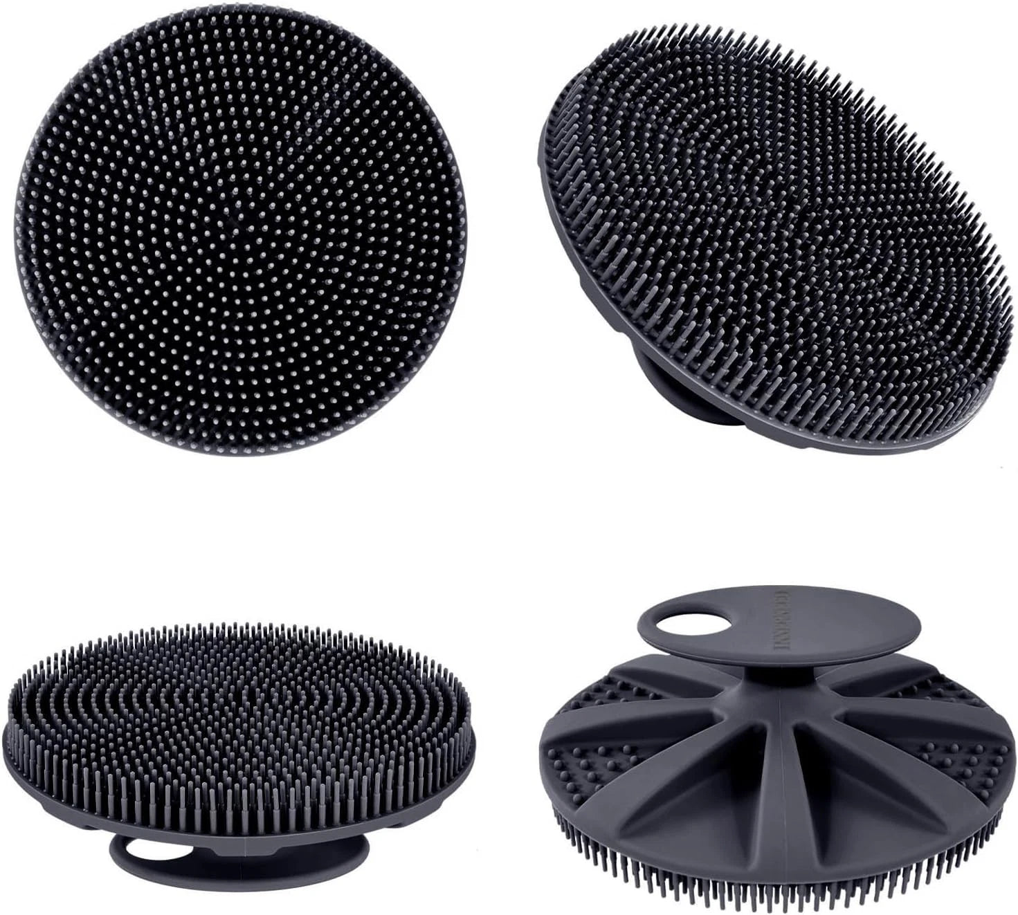 Black Soft Silicone Body Scrubber - Hygienic Exfoliating Shower Brush for Family