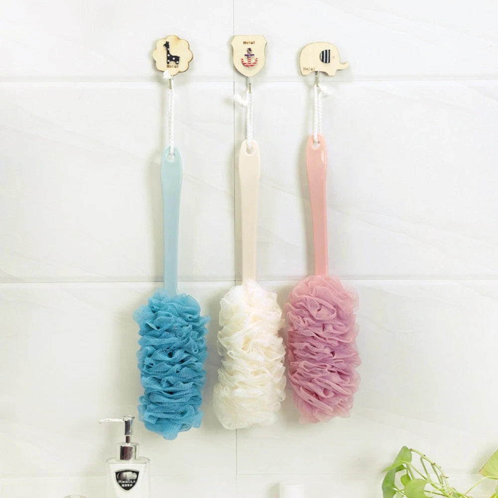 2 Pcs Rub The Back Bath Flowers Body Exfoliator Scrubber Brush with Handle