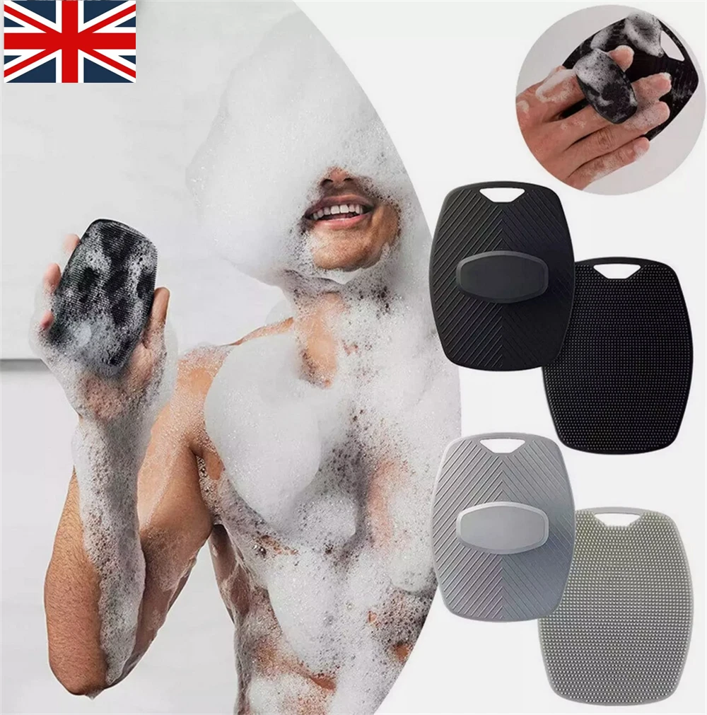 Silicone Body Shower Brush Scrubbers Flat Shower Brushes Gentle Exfoliat UK