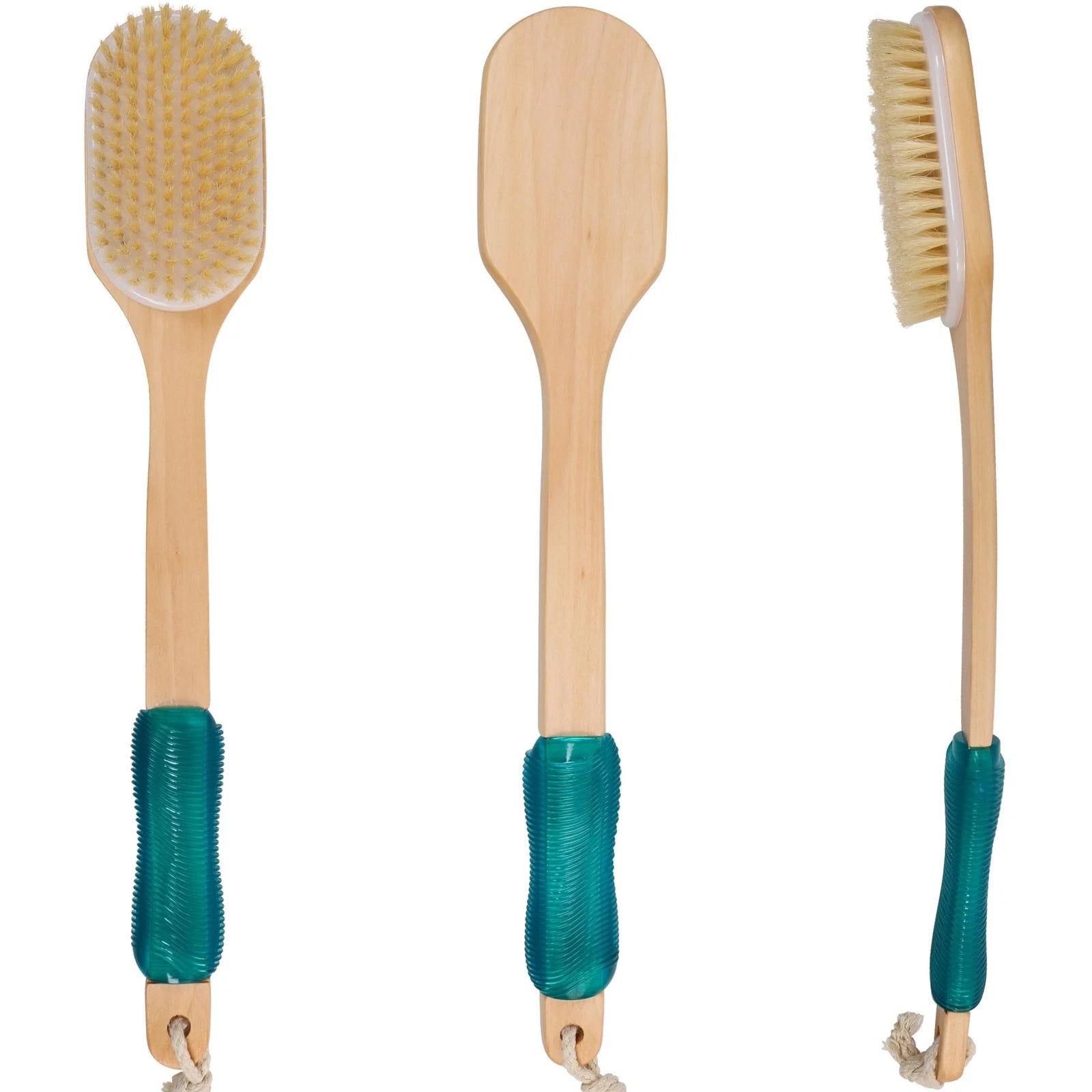 Back Scrubber with Wooden Handle Stiff Boar Bristles Bath Brush for Shower
