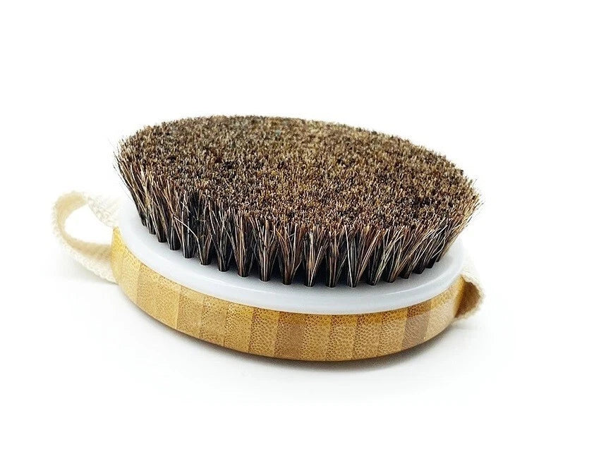 Engrave logo-Horse hair brush bamboo handle bath brush body brush dry brush gift