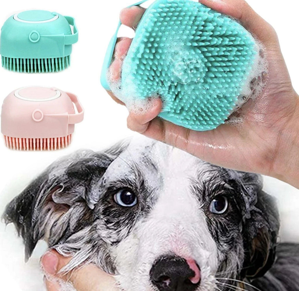 Soft Dog Bath Brush Pet Shampoo Massage Dispenser Grooming Shower Silicone