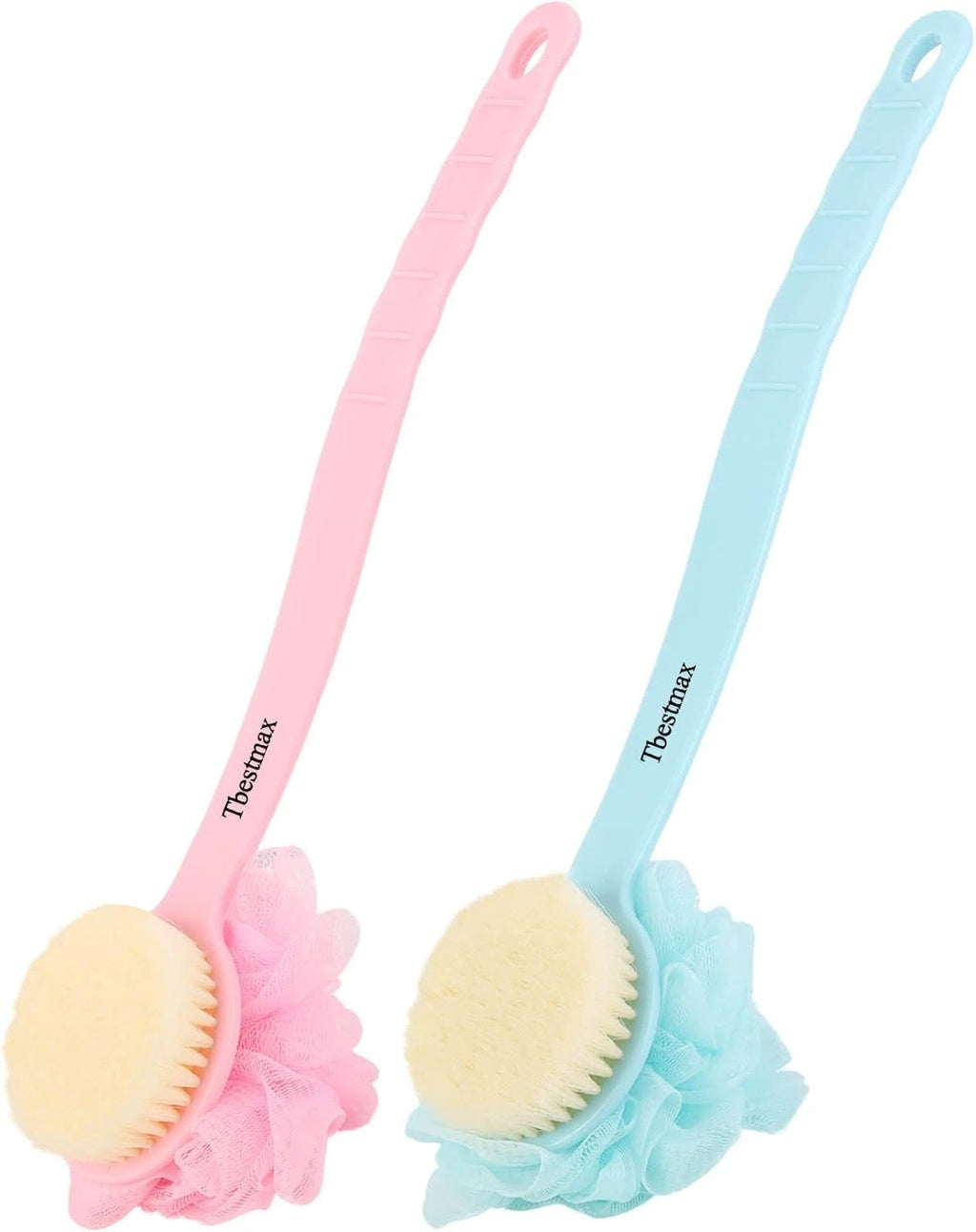 Loofah Back Scrubber Long Handle Shower Body Brush with Soft Mesh Sponge for ...