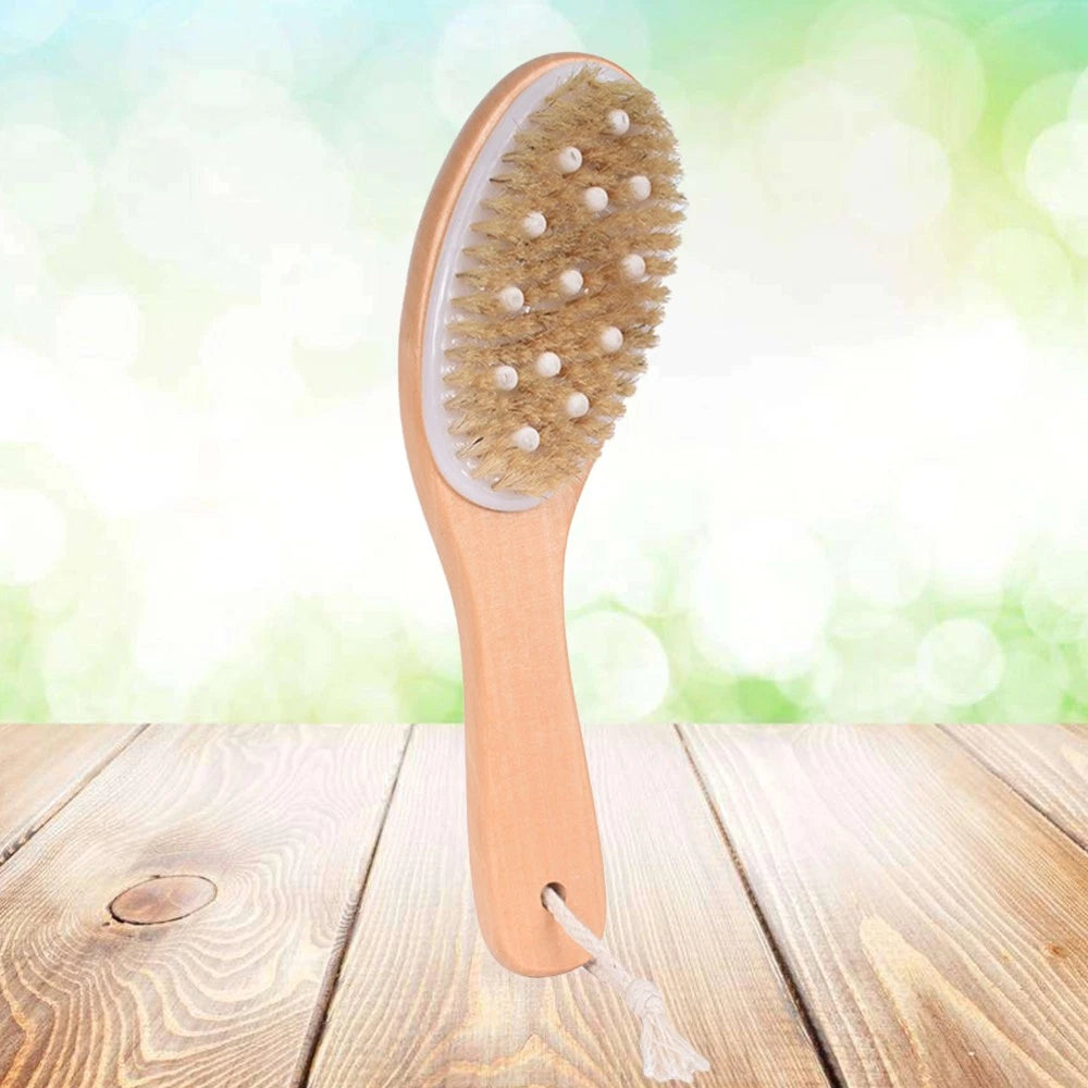 Body Brush Scrub Wood Back Shower Exfoliator Scrubber Dry Skin for