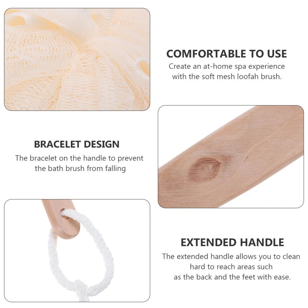 Long Handle Bath Sponge Brush Exfoliating Loofah Scrubber for