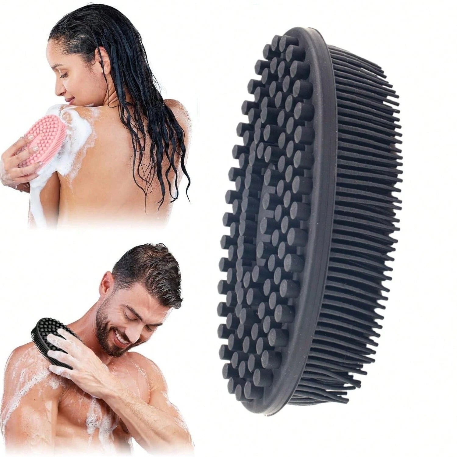 Silicone Body Brush Bath Brush Back Scrubber Easy Handle Bath Shower Brush