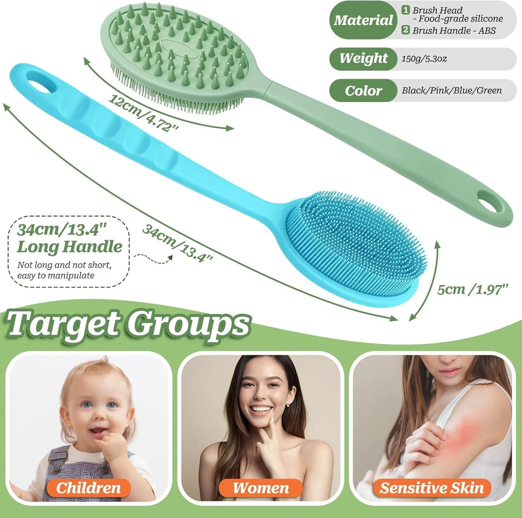Silicone Back Scrubber, Soft Silicone Loofah with Handle, Gentle Exfoliating Bac