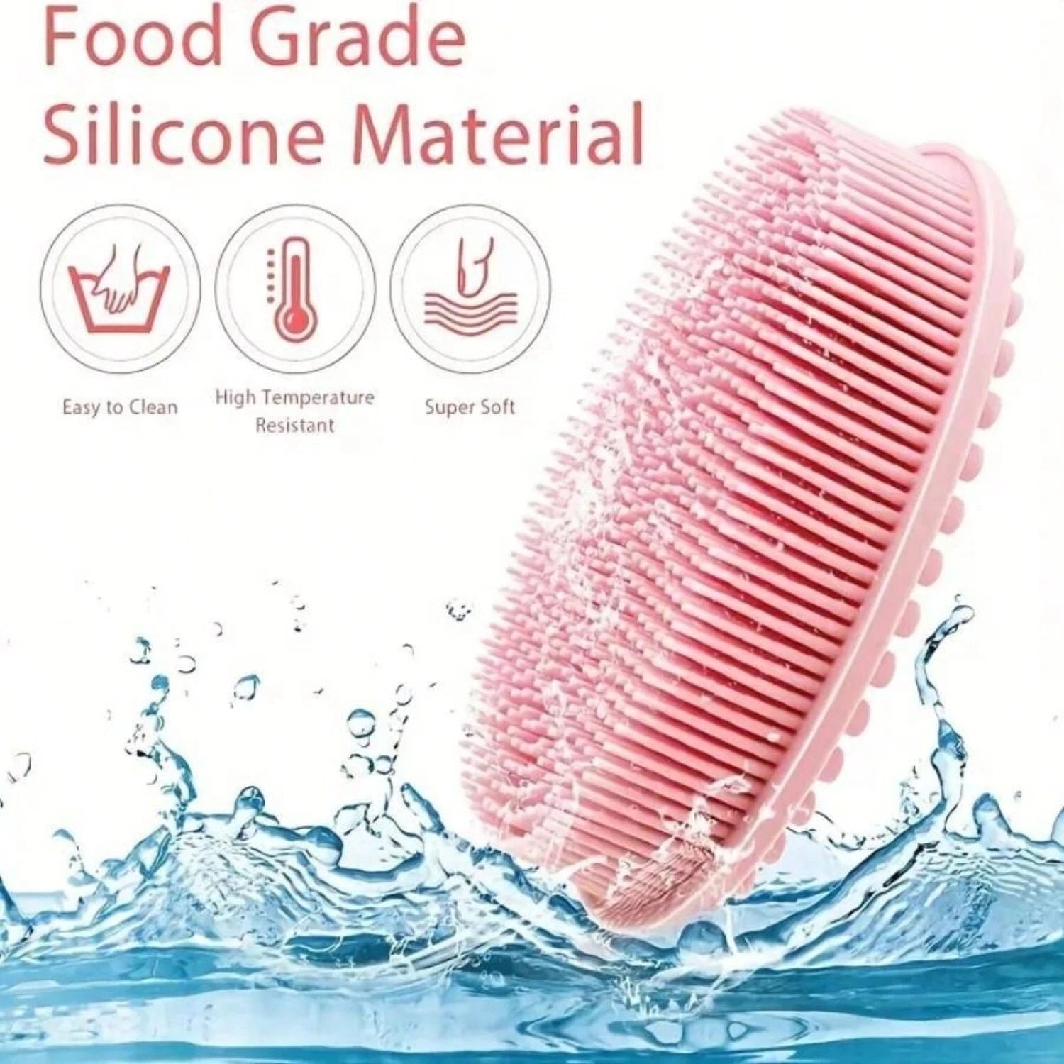 Silicone Body Brush Bath Brush Back Scrubber Easy Handle Bath Shower Brush