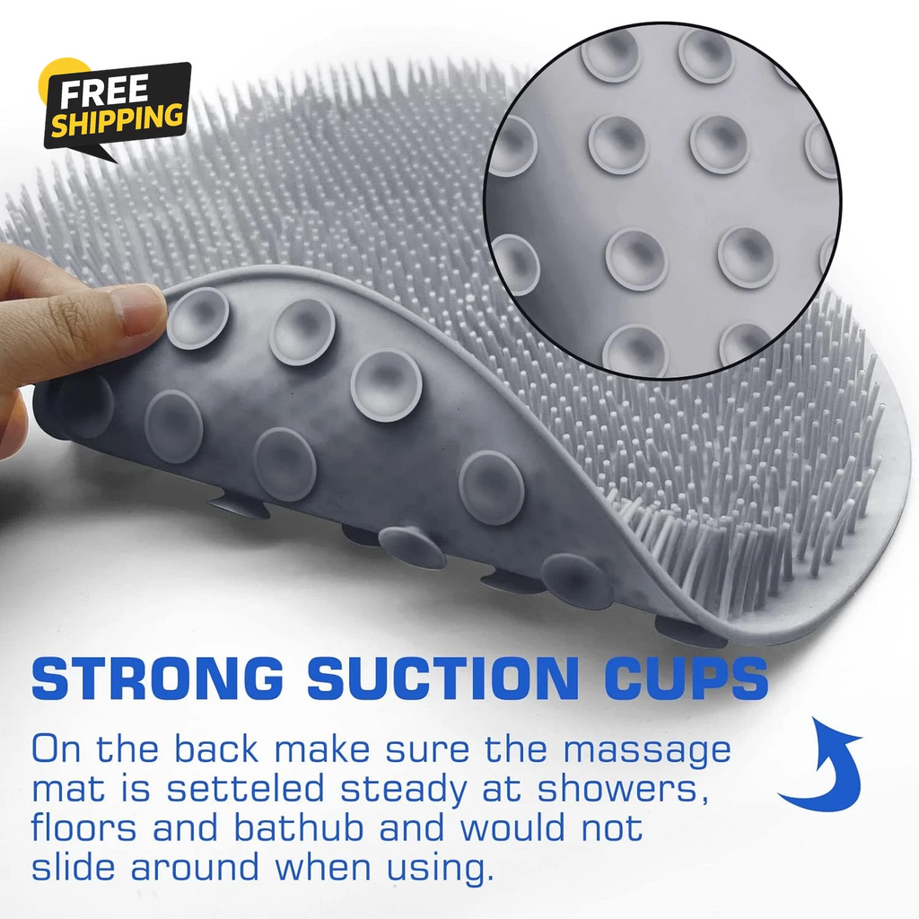Shower Foot Scrubber Mat Back Washer Exfoliating Bath Wash Pad Wall Mounted Slip