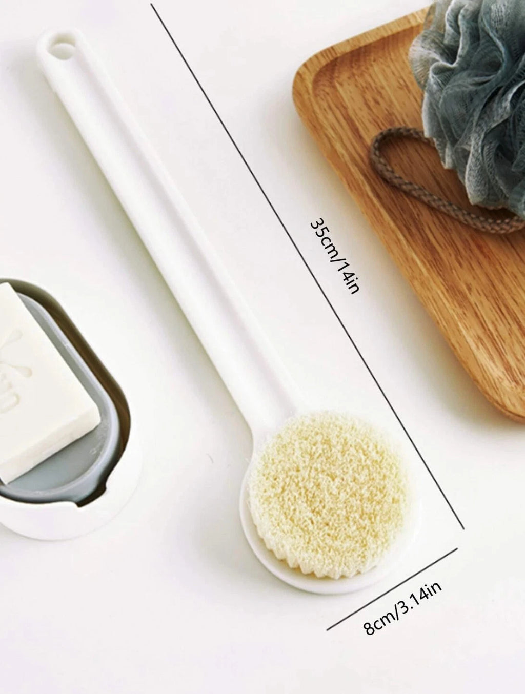 1 piece Silicone Shower Body Scrub Long Handle Massage Bath Brush Back Scrubber