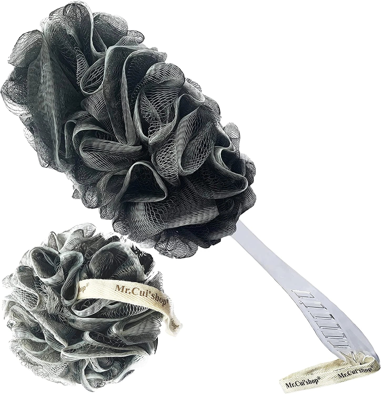 2 Pcs/Set Charcoal Exfoliating Loofah Bath Back Brush on a Stick - Long Handle