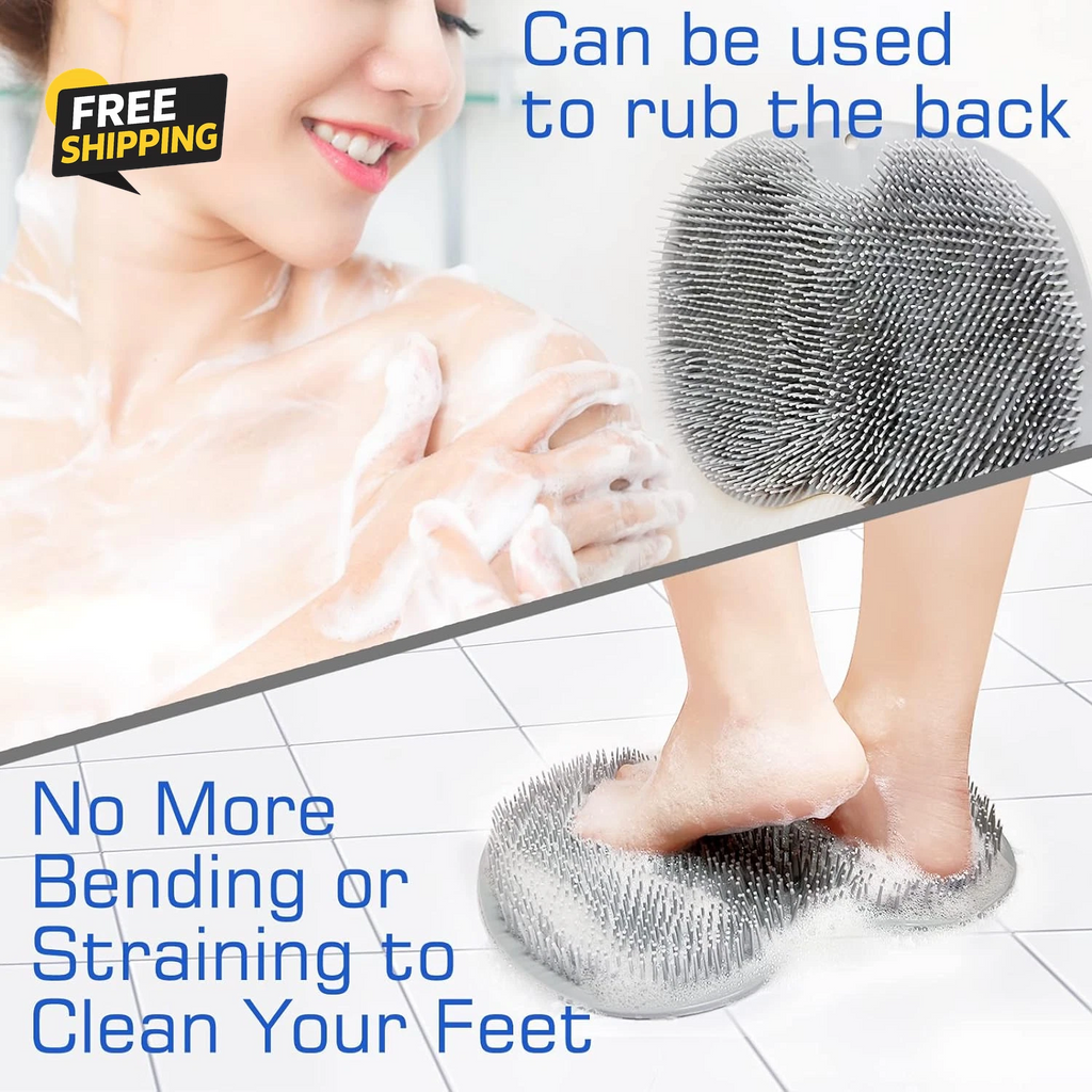 Shower Foot Scrubber Mat Back Washer Exfoliating Bath Wash Pad Wall Mounted Slip