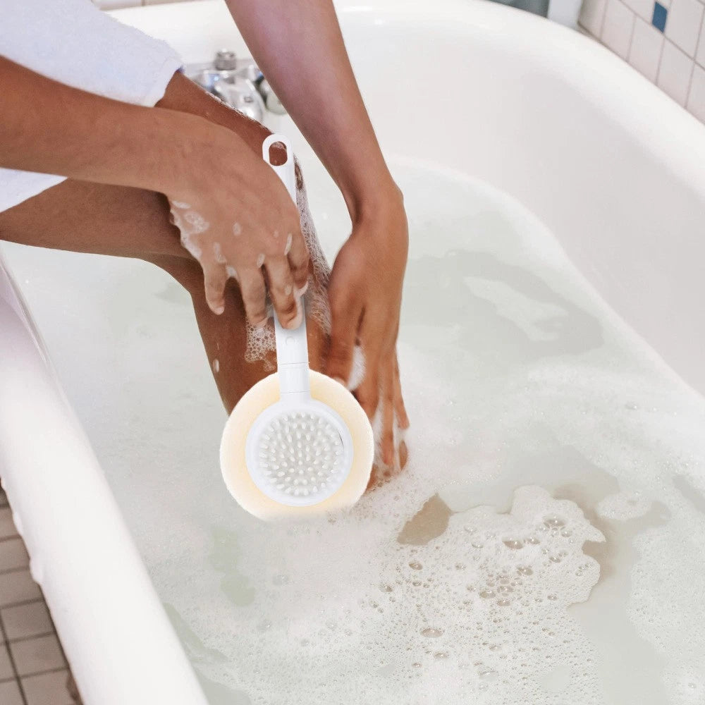 Bath Brush Sponge Back Scrubber with Handle Adaptive Shower Brushes